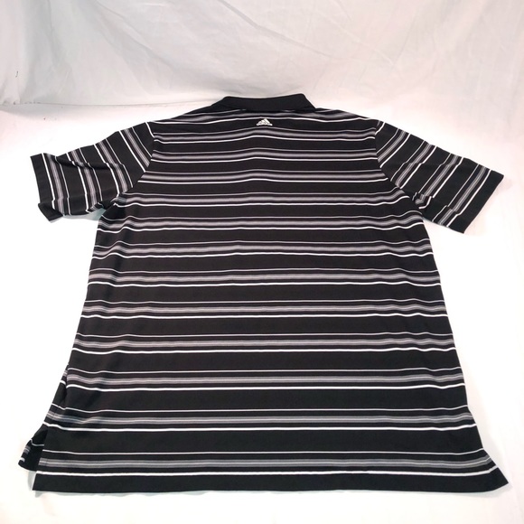 Men’s Adidas Pure Motion Striped Short Sleeve Polo Shirt Size XL Black - Picture 4 of 5